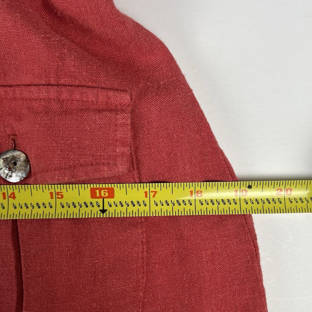 Hillard & Hanson Linen Blend Blazer Long-Sleeve Button-Up Salmon Red Orange - Picture 10 of 10